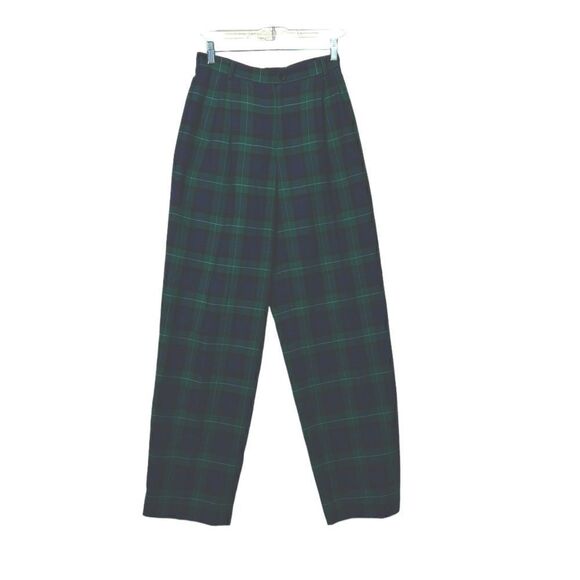 100% Wool high waist  Liz claiborne Plaid lined Academia trousers size 4 - Picture 2 of 16